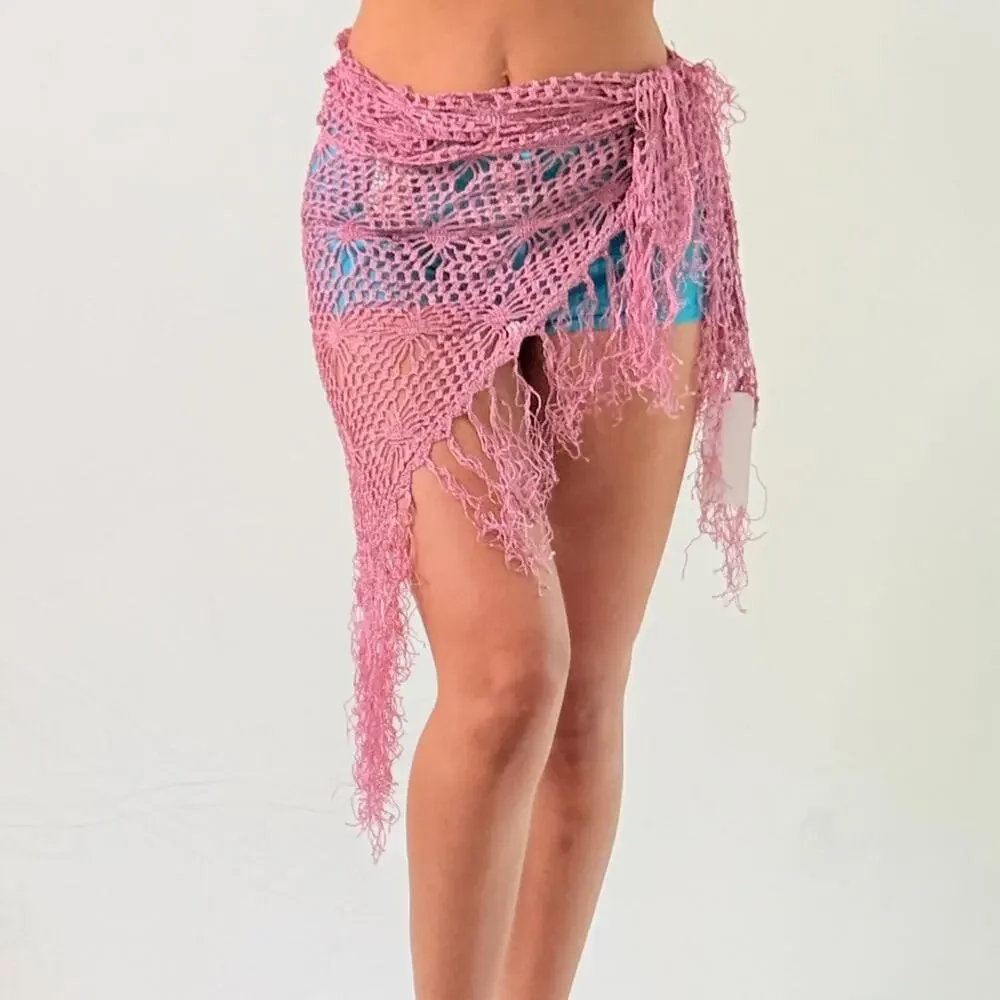 Pink Knitted Shawl/ Cover Up